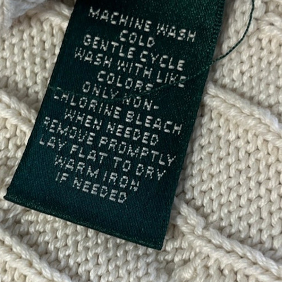 Lauren Ralph Lauren Ivory Cable Knit Pullover Sweater Size 2X Heavy V-Neck Prep - Picture 5 of 8